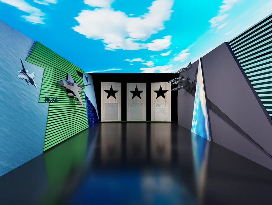 Airfoil Expo Pavilion, Exhibition booth, IDAP Expo: 3D render by Saud Visuals
