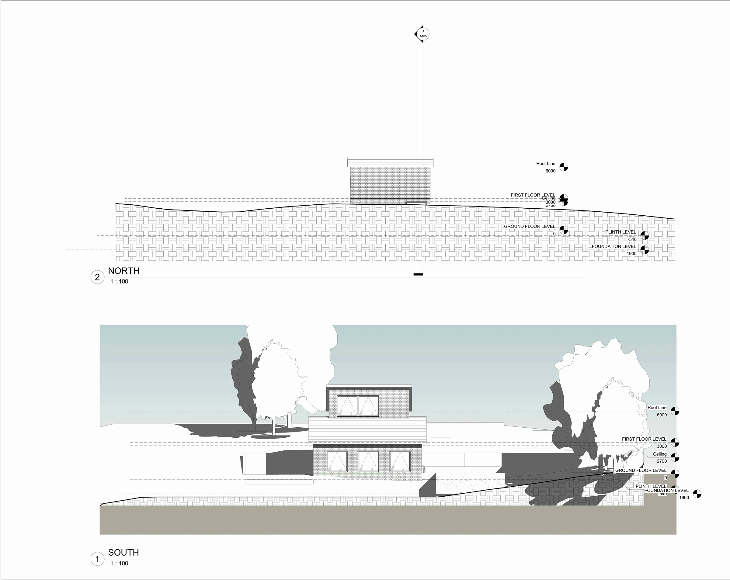 Hillside House: Revit BIM Set: Elevations & sections
