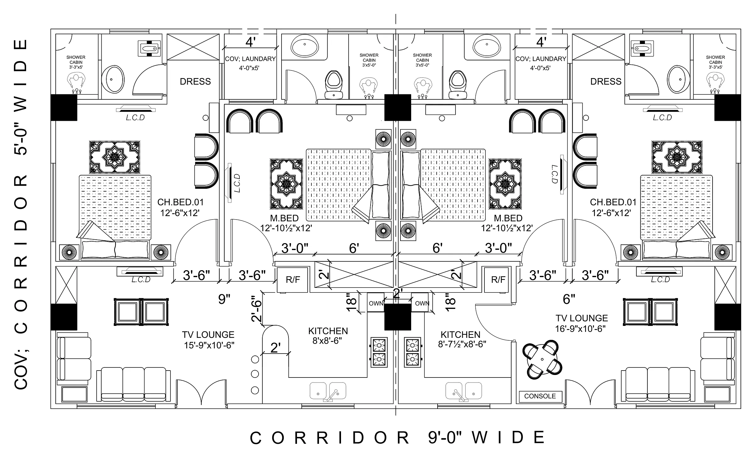 Ramzan Heights Apartments: Apartment furniture layouts