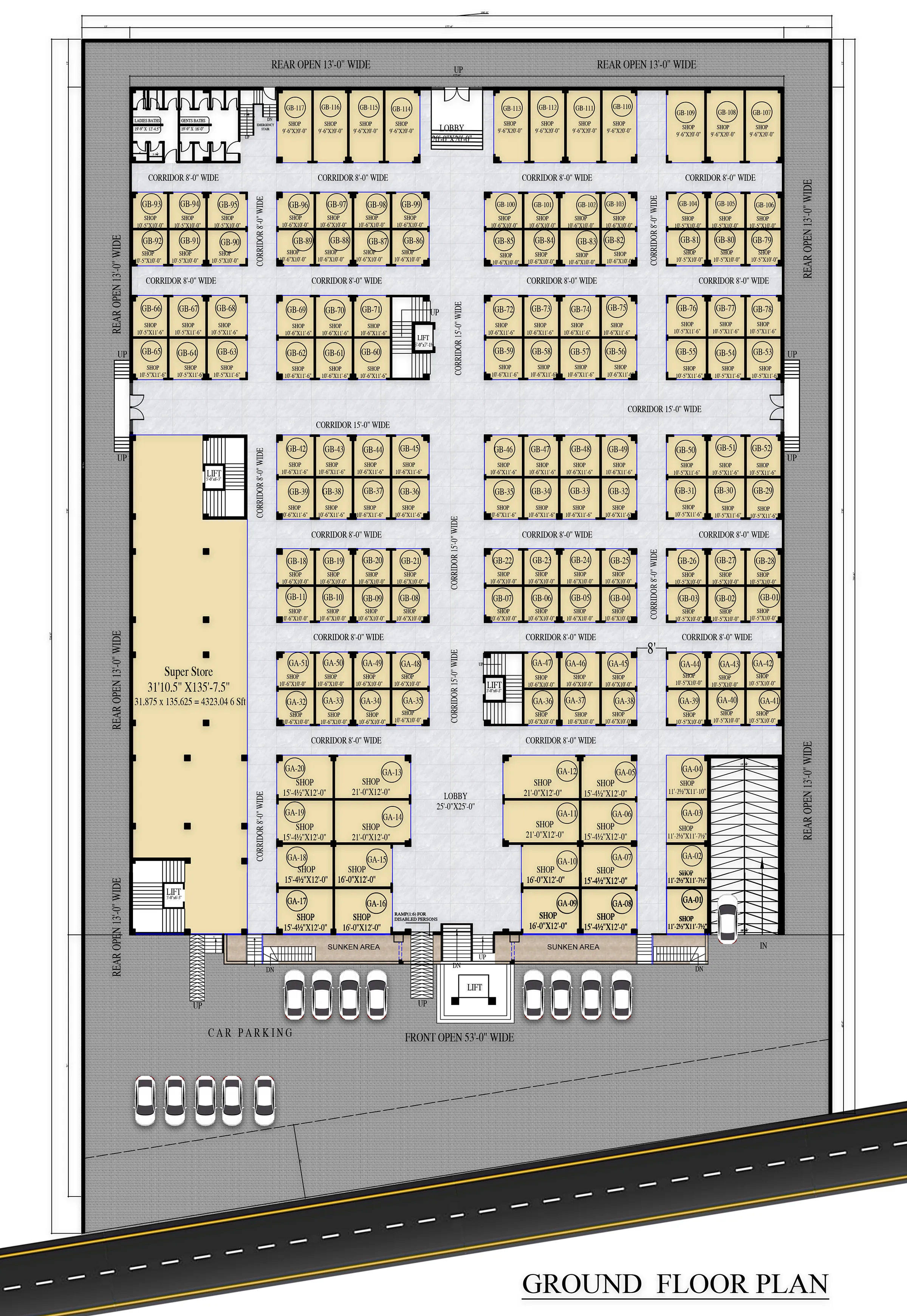 Drafting & 3D Floor Plans: Ground floor plan