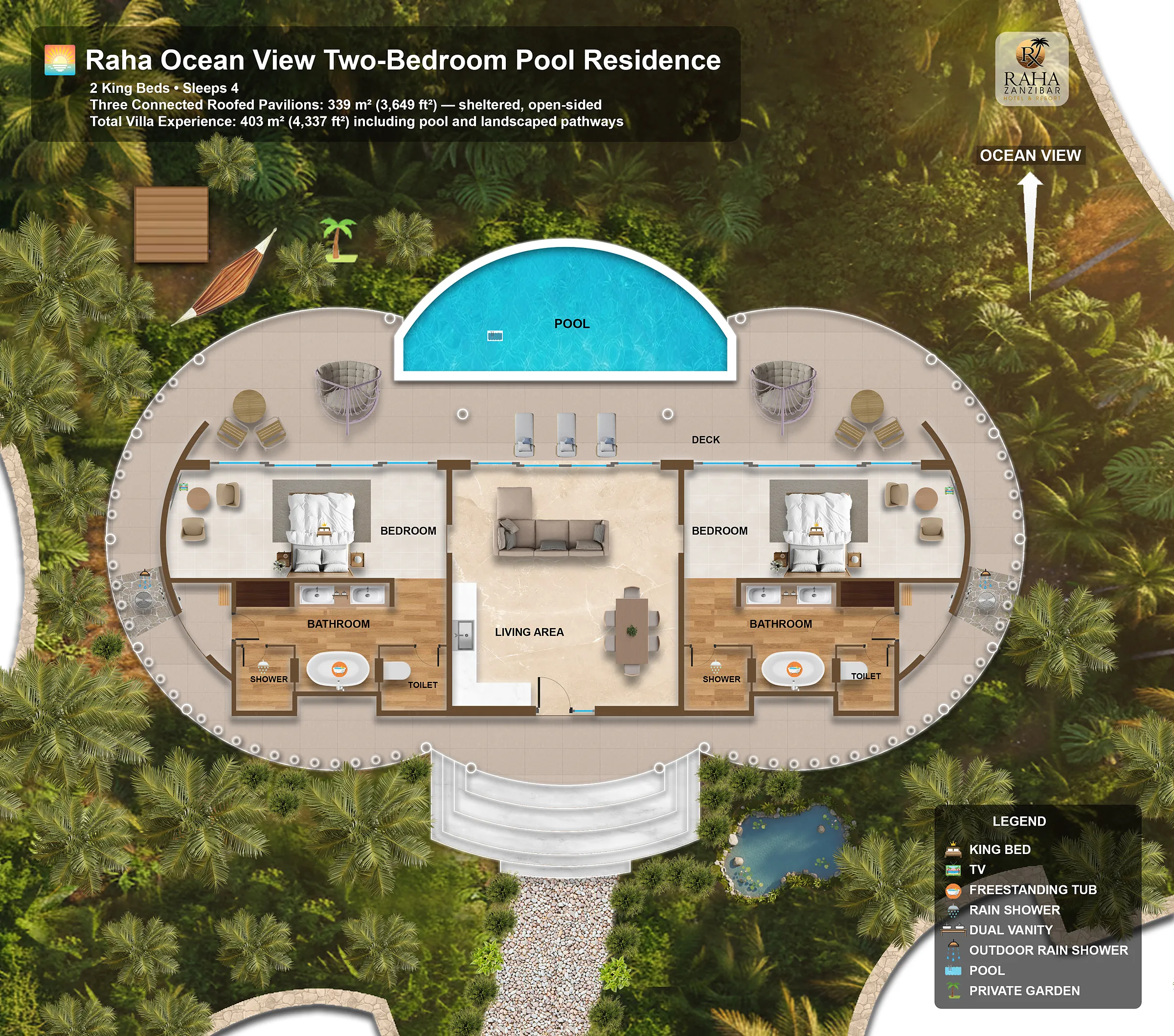 Raha Resort: Ocean View two-bedroom residence
